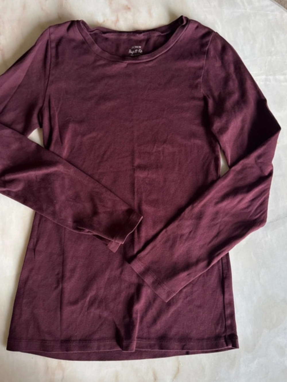 J. Crew Long-Sleeve Crewneck Top in Deep Plum